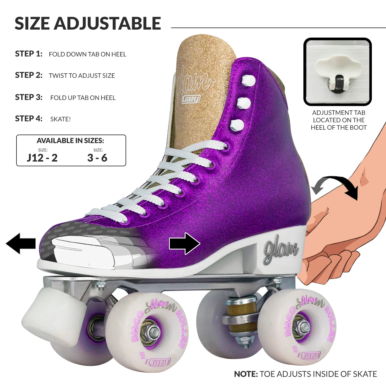 Crazy Disco Glam Purple/Gold - Kids Adjustable - Image 3