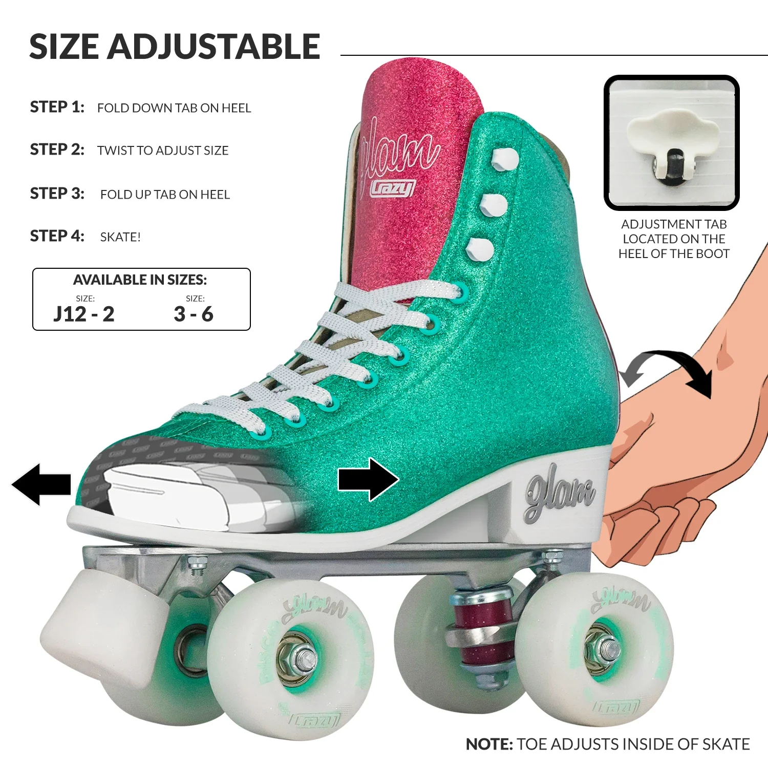 Crazy Disco Glam Teal/Pink - Kids Adjustable - Image 3