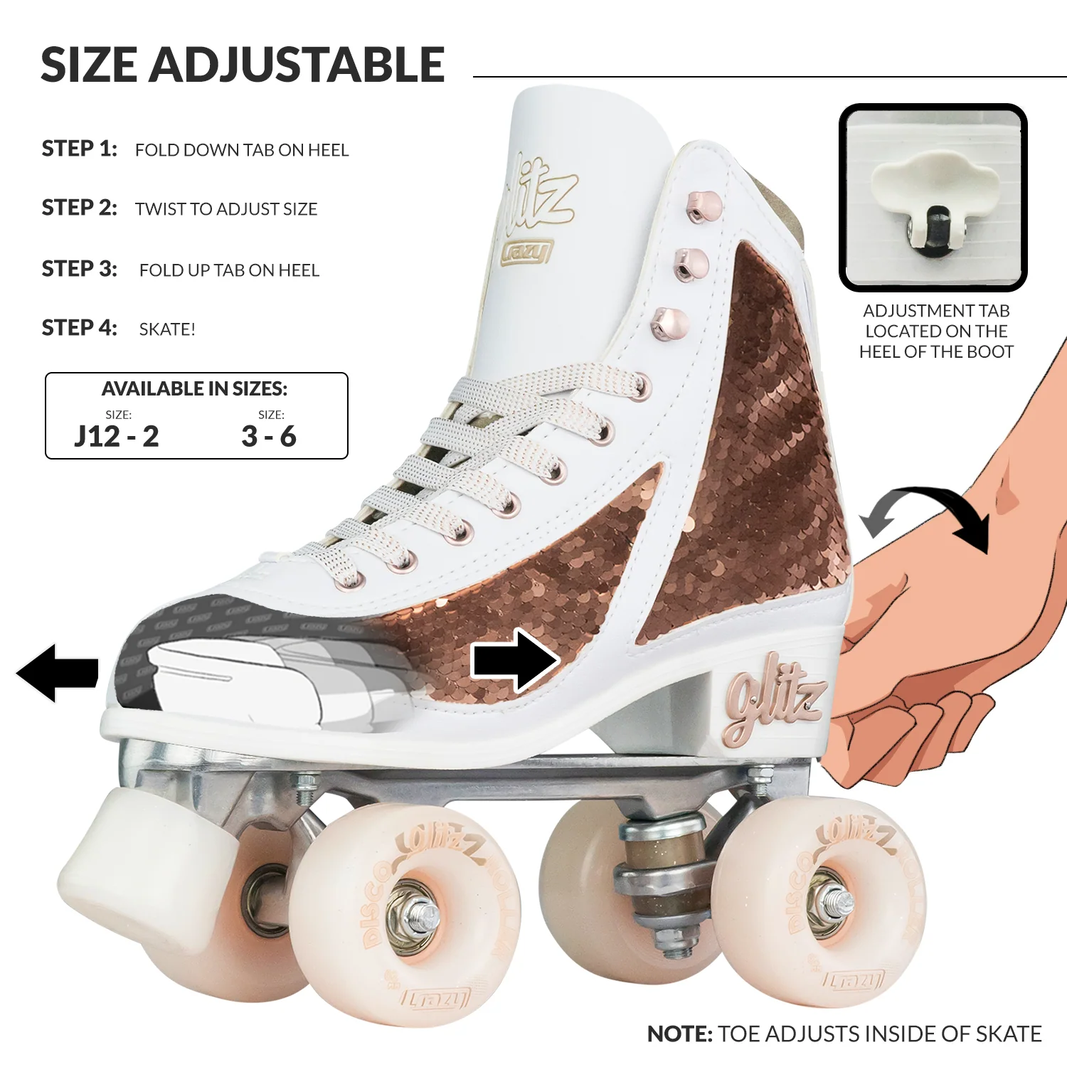 Crazy Disco Glitz Rose Gold - Kids Adjustable - Image 3