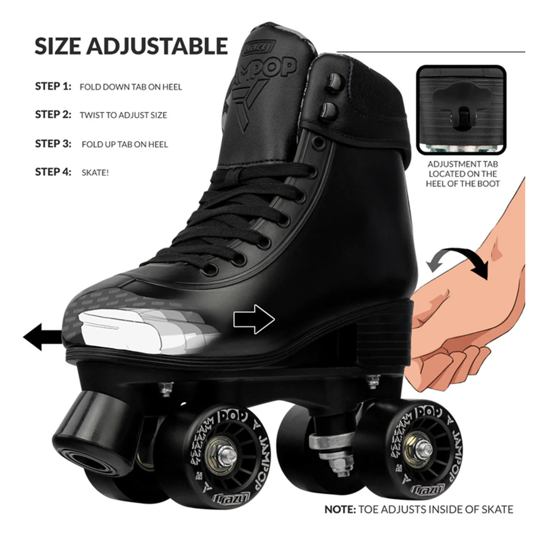 Crazy Jam Pop Black - Kids Adjustable - Image 3