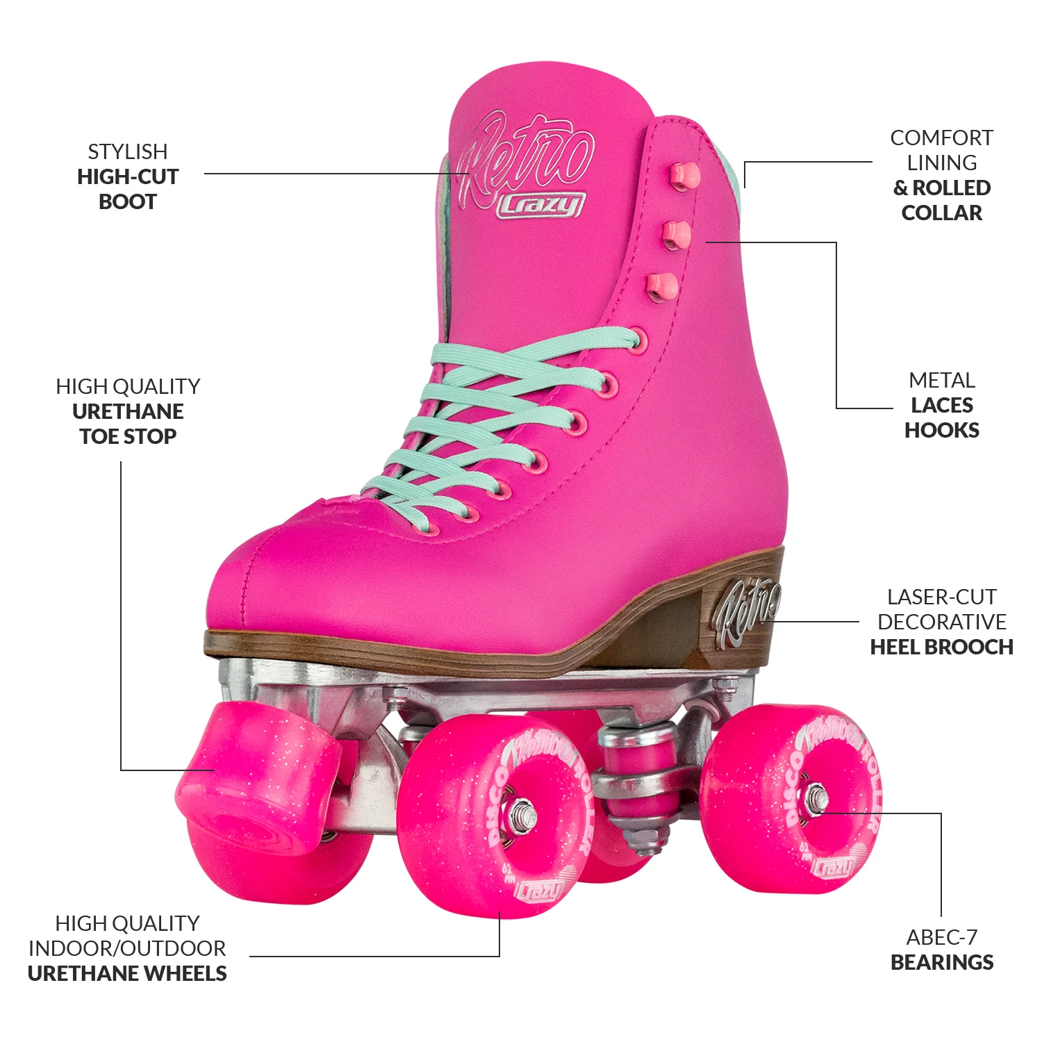 Crazy Retro Roller Pink - Adult - Image 3