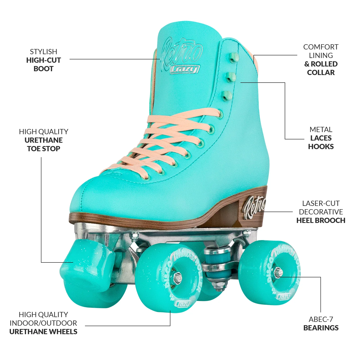 Crazy Retro Roller Teal - Adult - Image 3