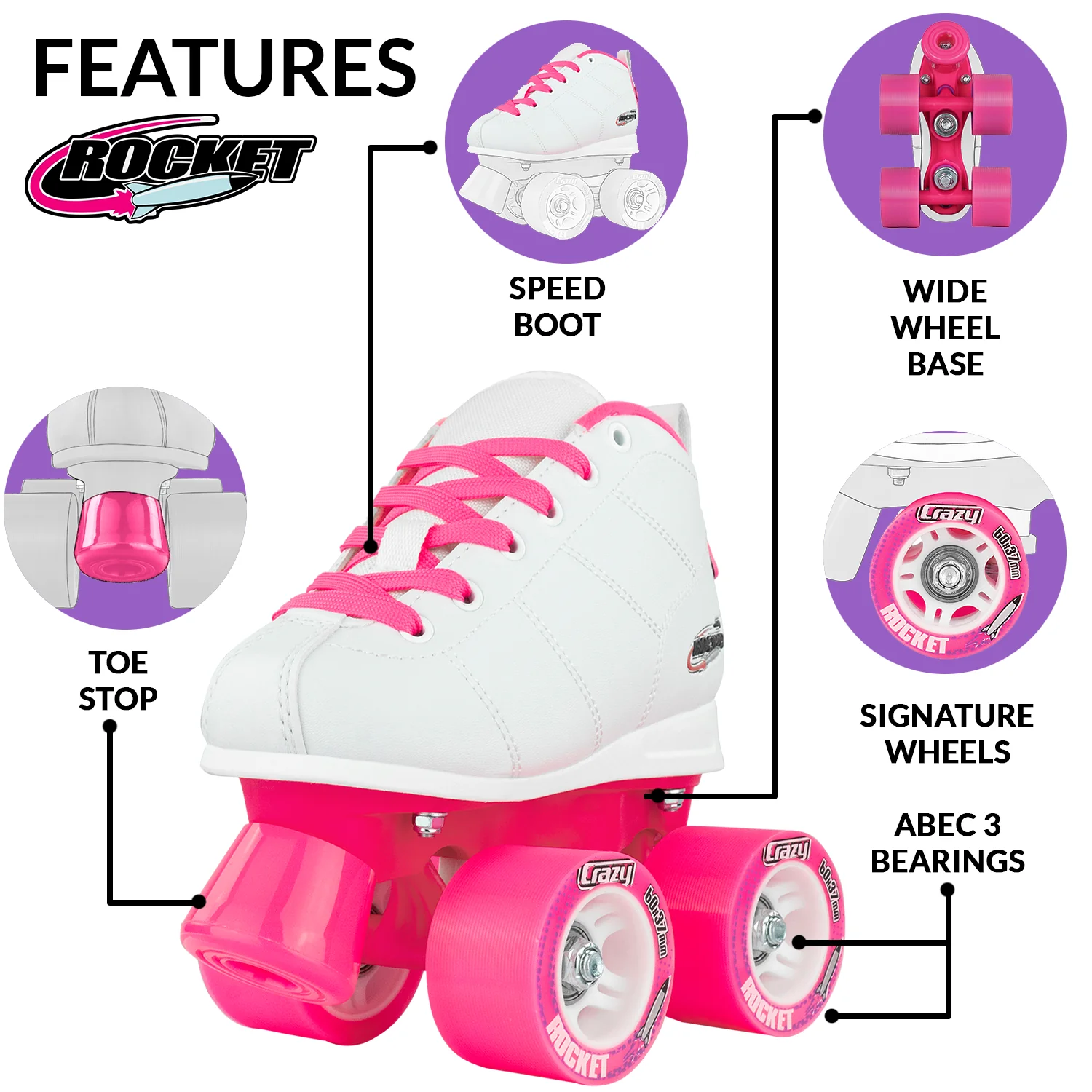 Crazy Rocket Junior - White/Pink - Image 3