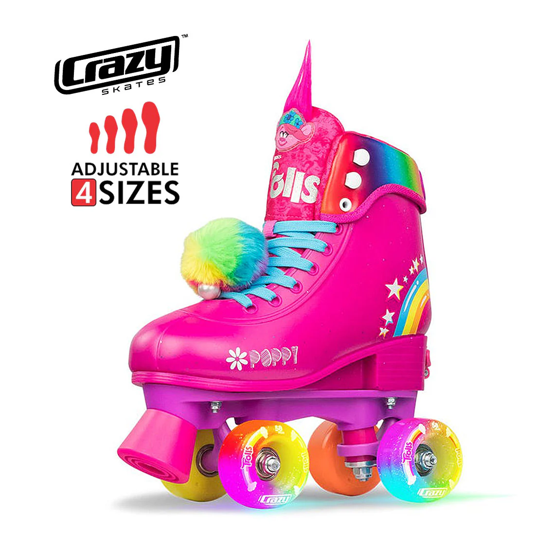 Crazy Trolls Junior Roller Skates - Poppy Pink