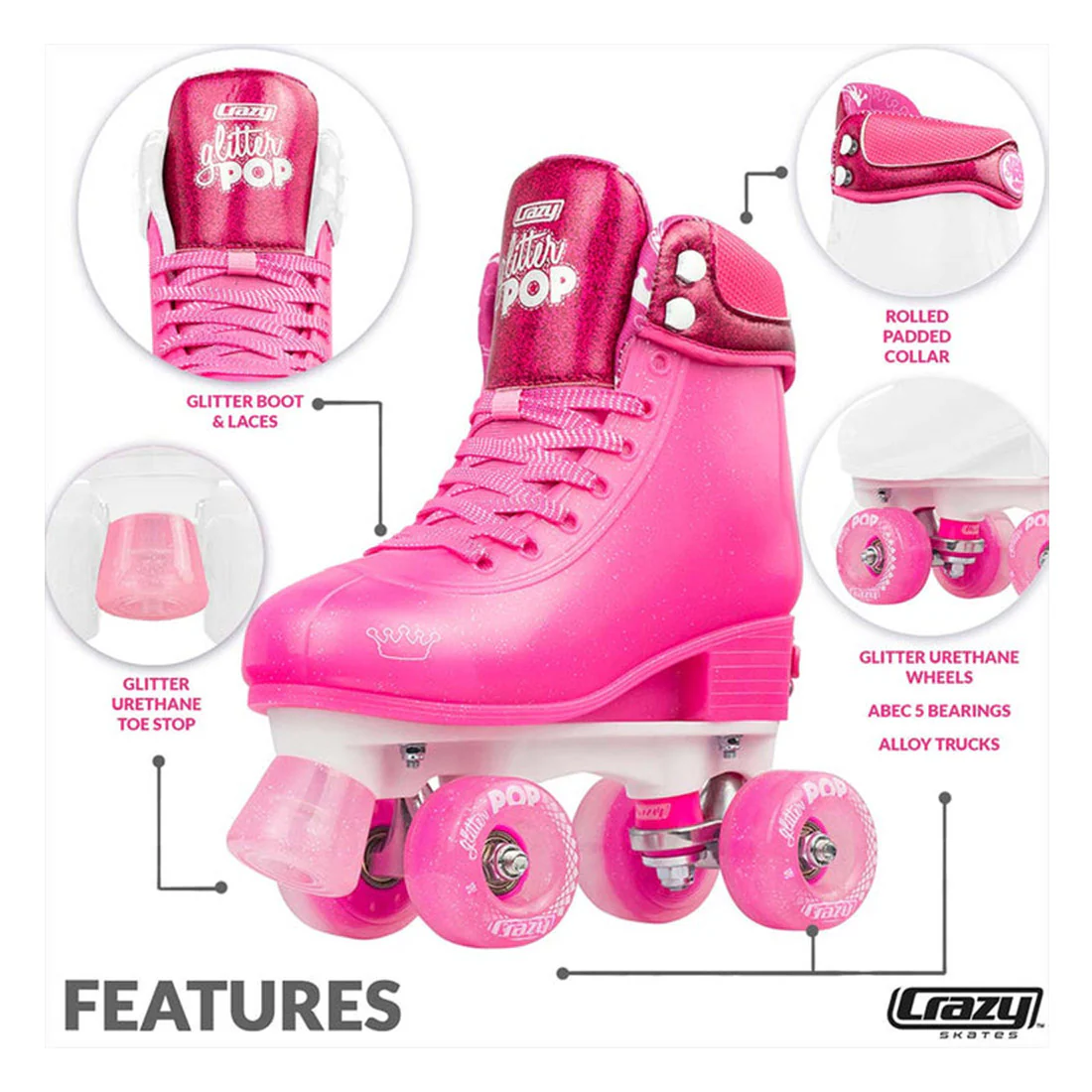 Crazy Glitter Pop Pink - Kids Adjustable - Image 3