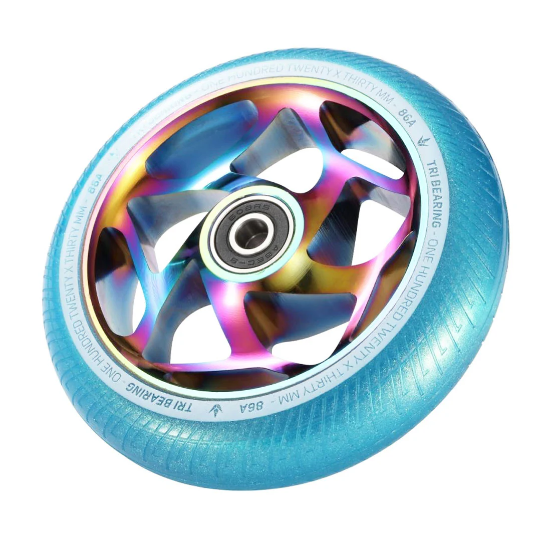 Envy Tri-Bearing 120x30mm Wheel - Teal/Oil Slick - Image 2