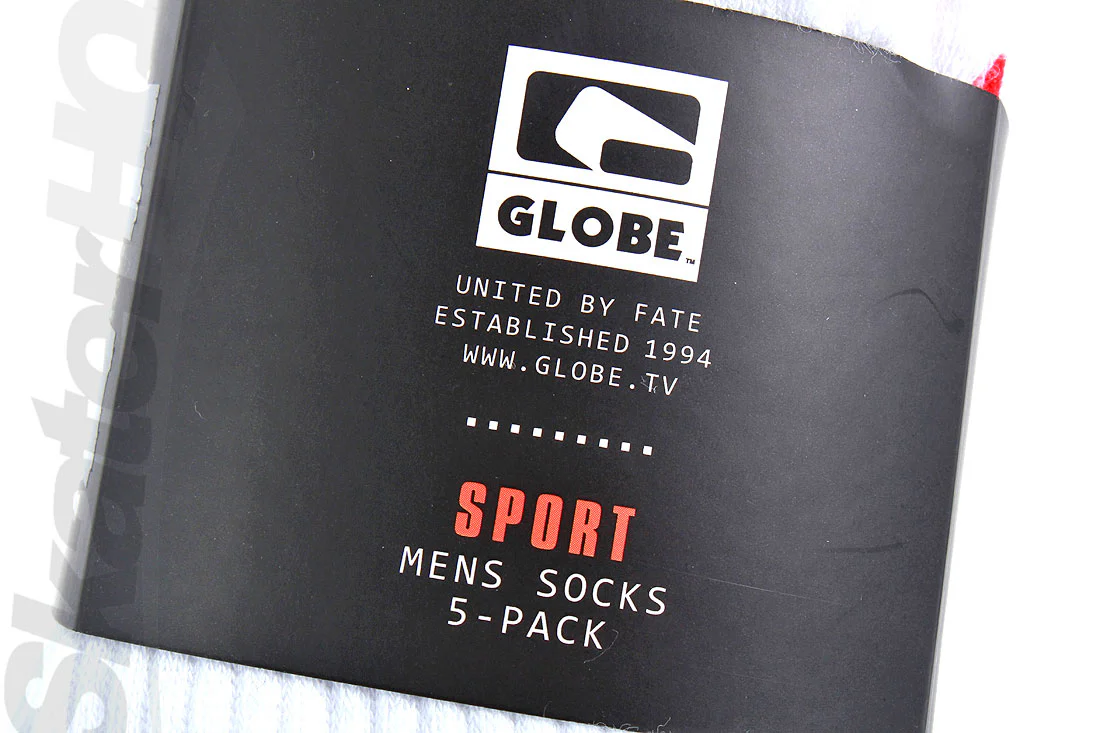 Globe Crew Socks 12-15US 5pk - White - Image 3