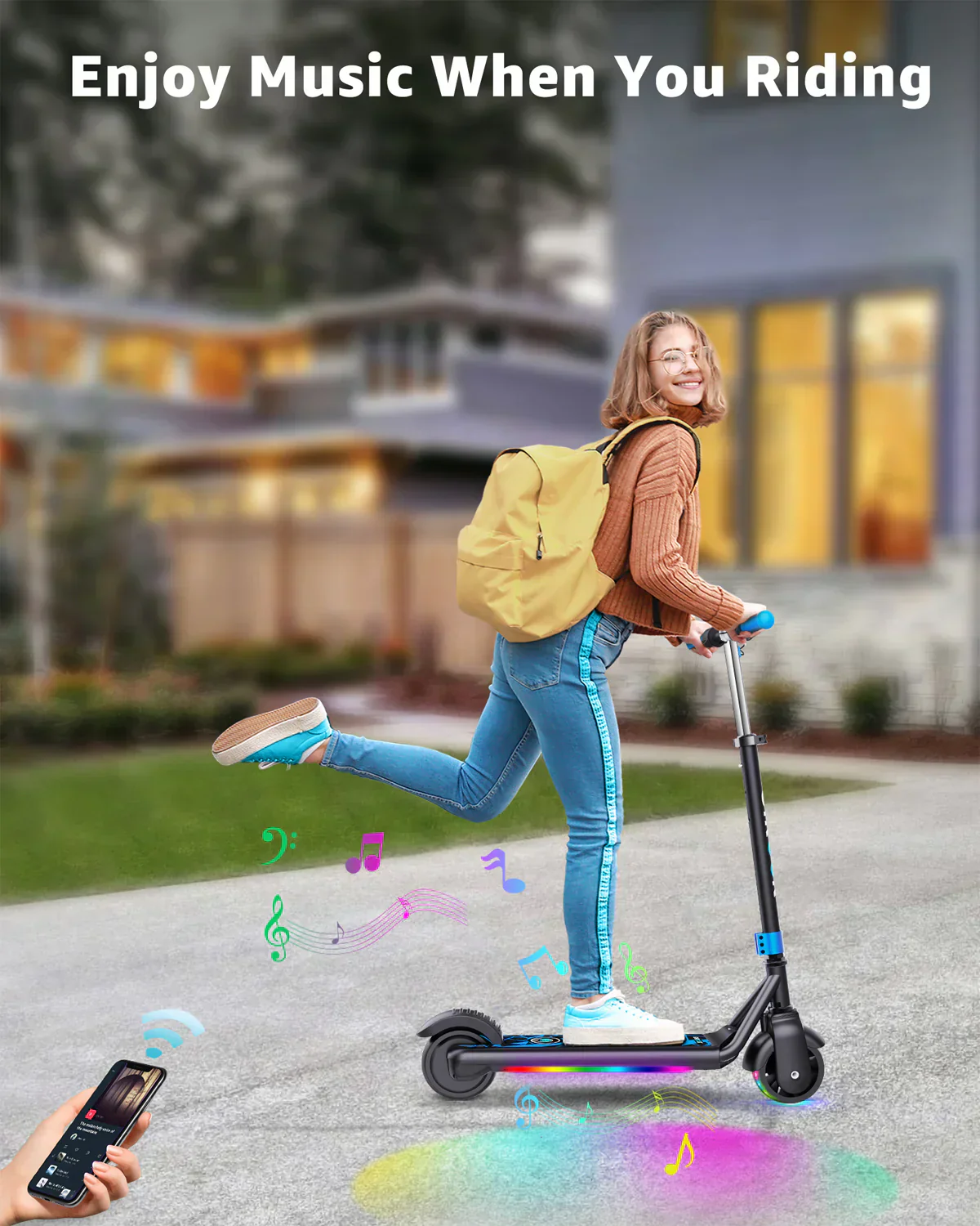 GYROOR H30 Max Kids Electric Scooter - Black - Image 5