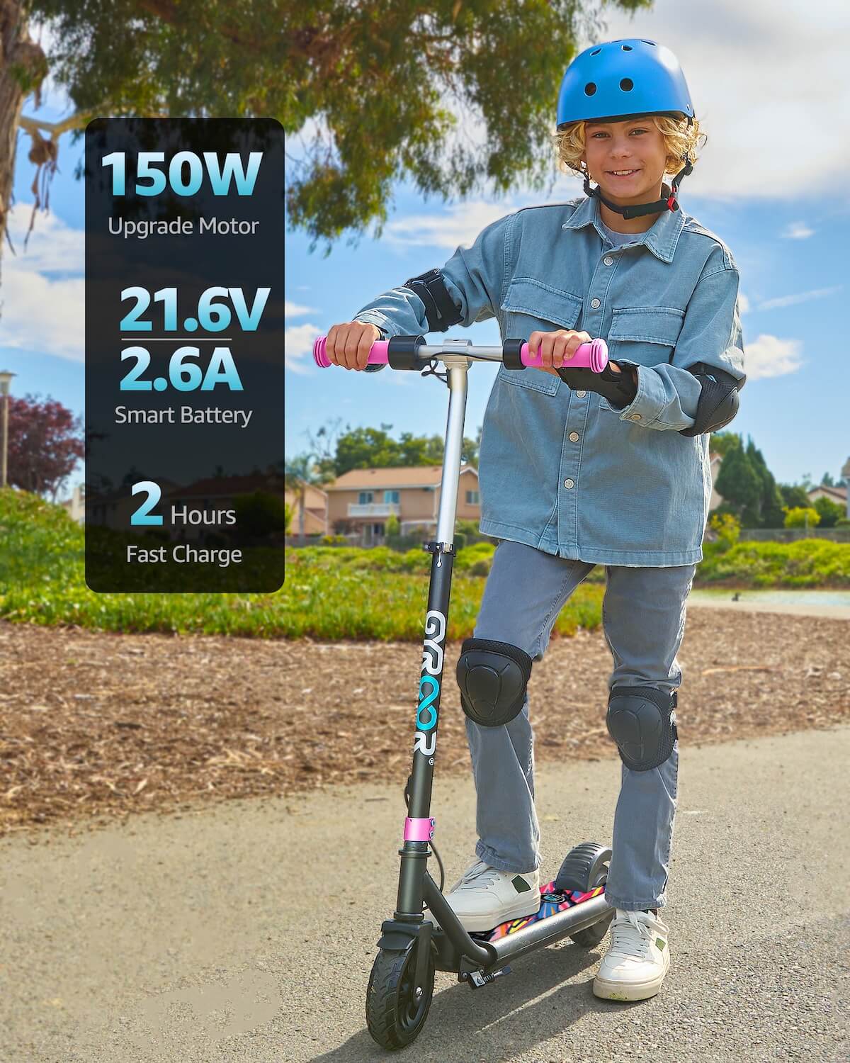 GYROOR H30 Max Kids Electric Scooter - Pink - Image 3