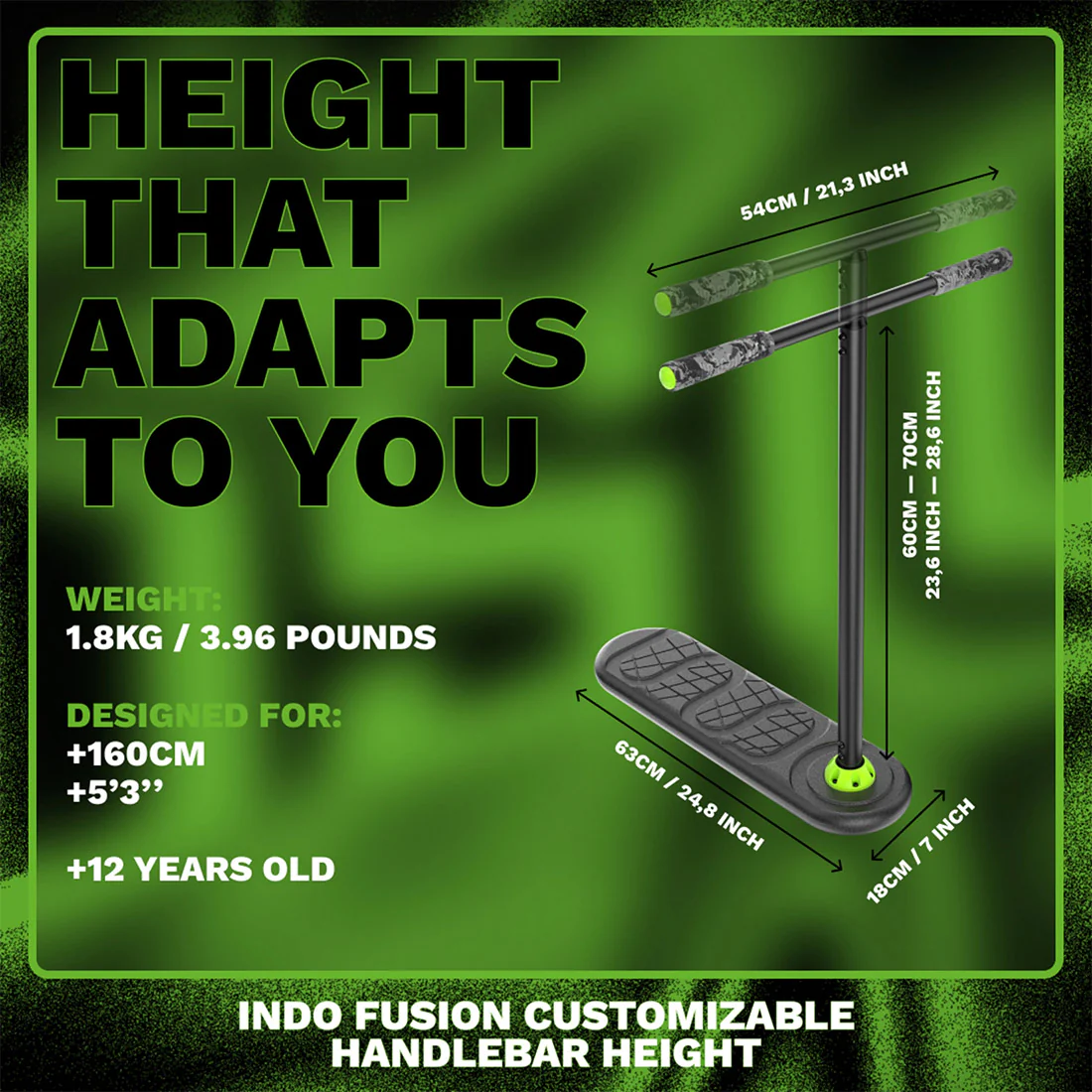 INDO Fusion Tramp Scooter - Black/Green - Image 4