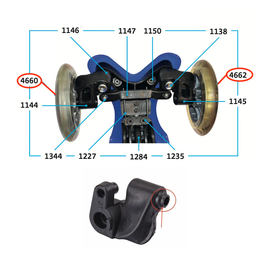 Micro Mini Front Wheel Axle RH 46.5mm - 4586/4660 - Image 2