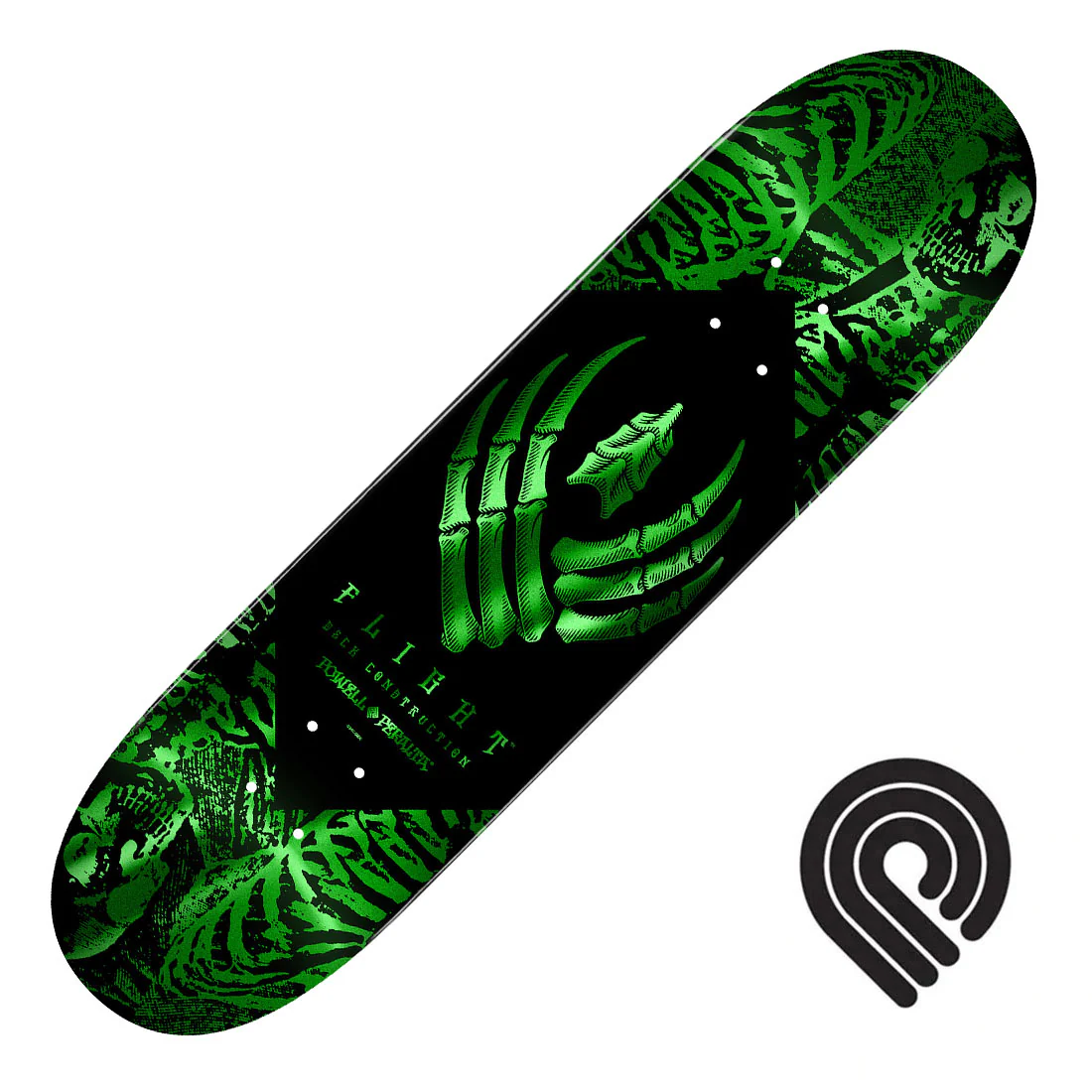 Powell Peralta Flight Skeleton 8.5 Deck - Green Foil