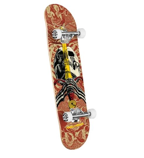 Powell Peralta Skull & Sword Khaki Burgundy 7.5 Complete Skateboard