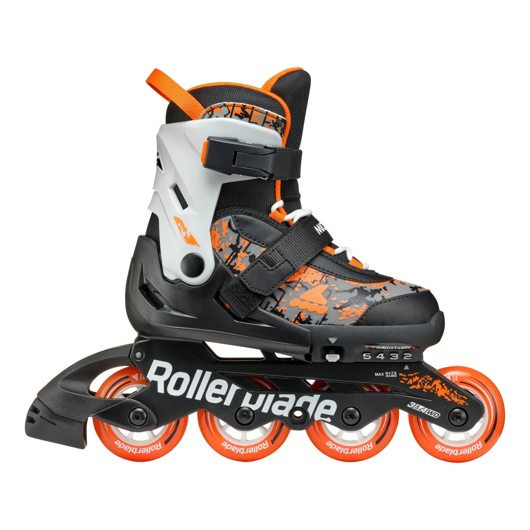 Rollerblade Microblade SL Adj Inline Skates Black/Orange - Image 2