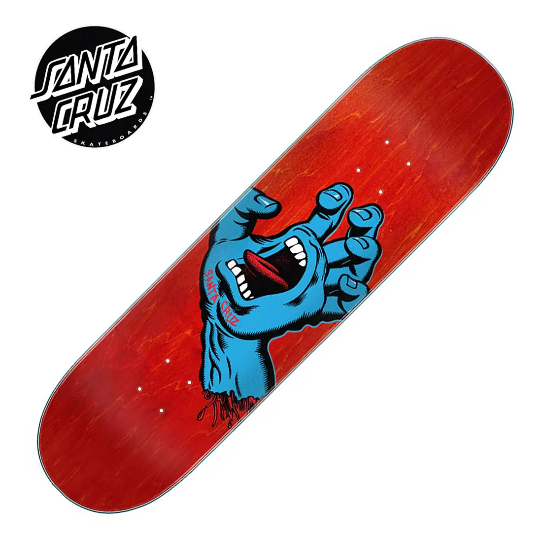 Santa Cruz Screaming Hand 8.0 Deck - Red