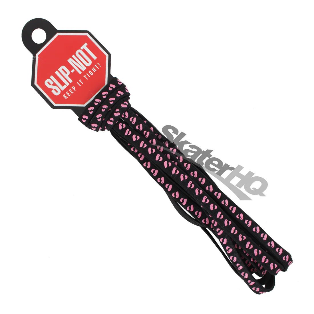 Slip-Not 72in Laces Pair - Black w/ Pink Hearts
