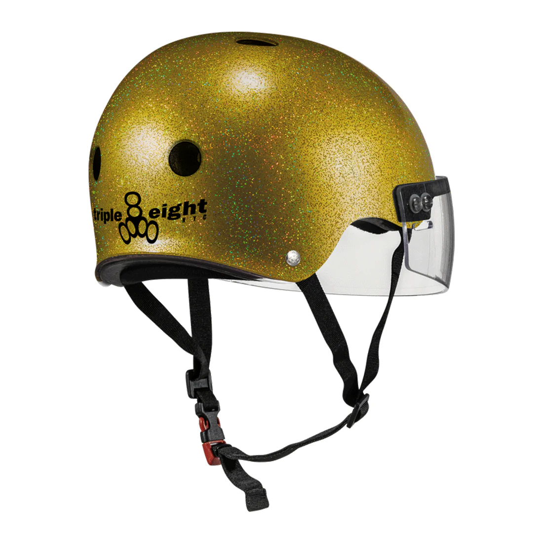 Triple 8 THE Cert SS Visor Helmet - Gold Glitter - Image 2