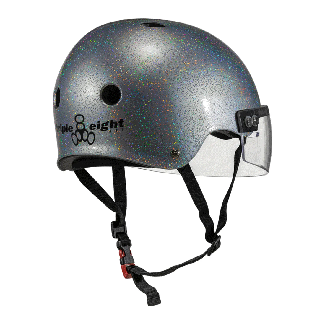 Triple 8 THE Cert SS Visor Helmet - Silver Glitter - Image 2