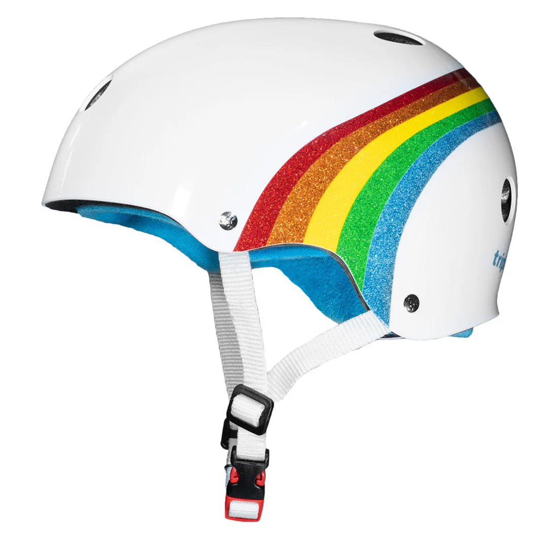 Triple 8 THE Cert SS Helmet - Rainbow White Gloss - Image 2