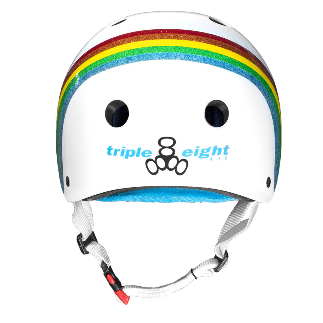 Triple 8 THE Cert SS Helmet - Rainbow White Gloss - Image 3