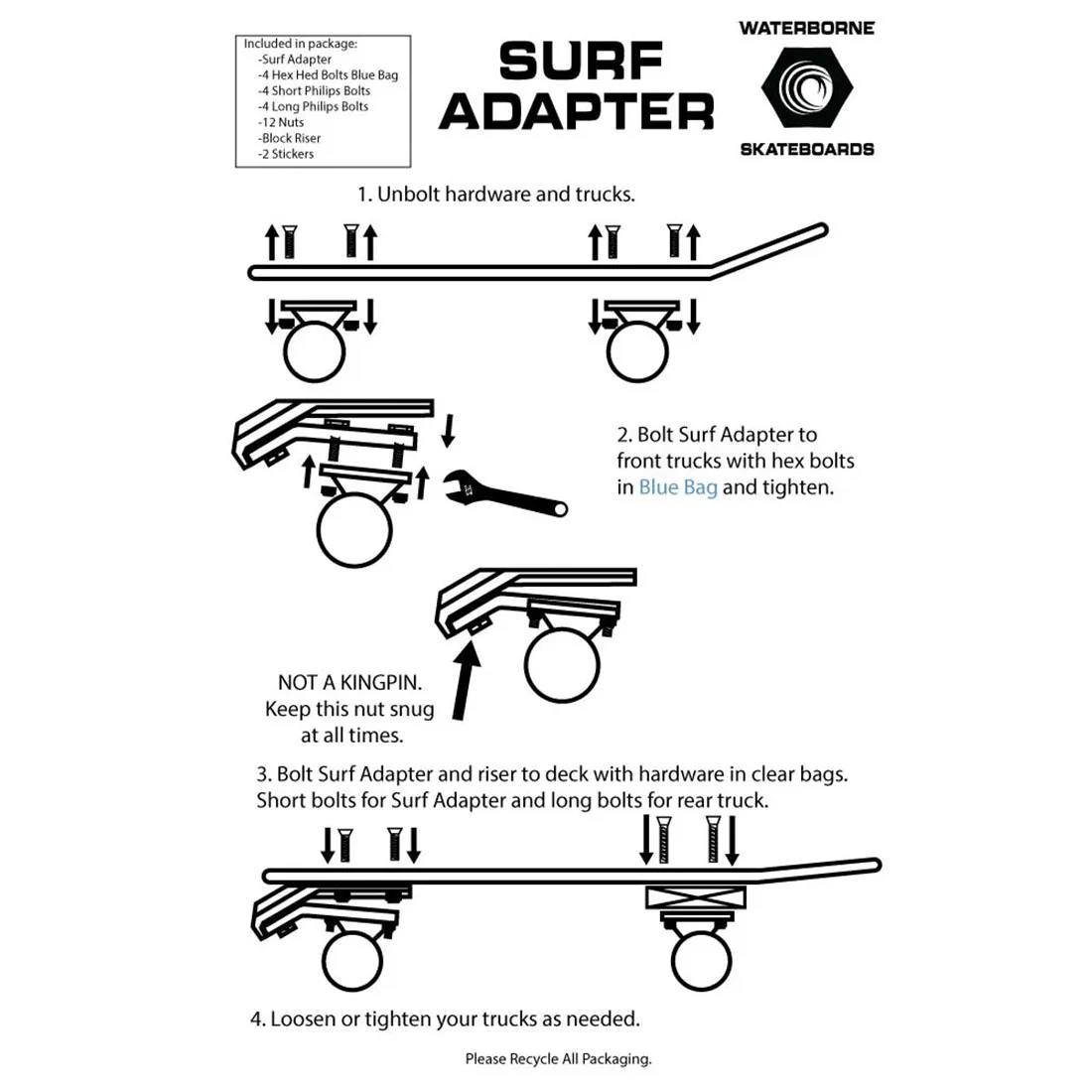 Waterborne Surfskate Truck Adapter - Raw - Image 3